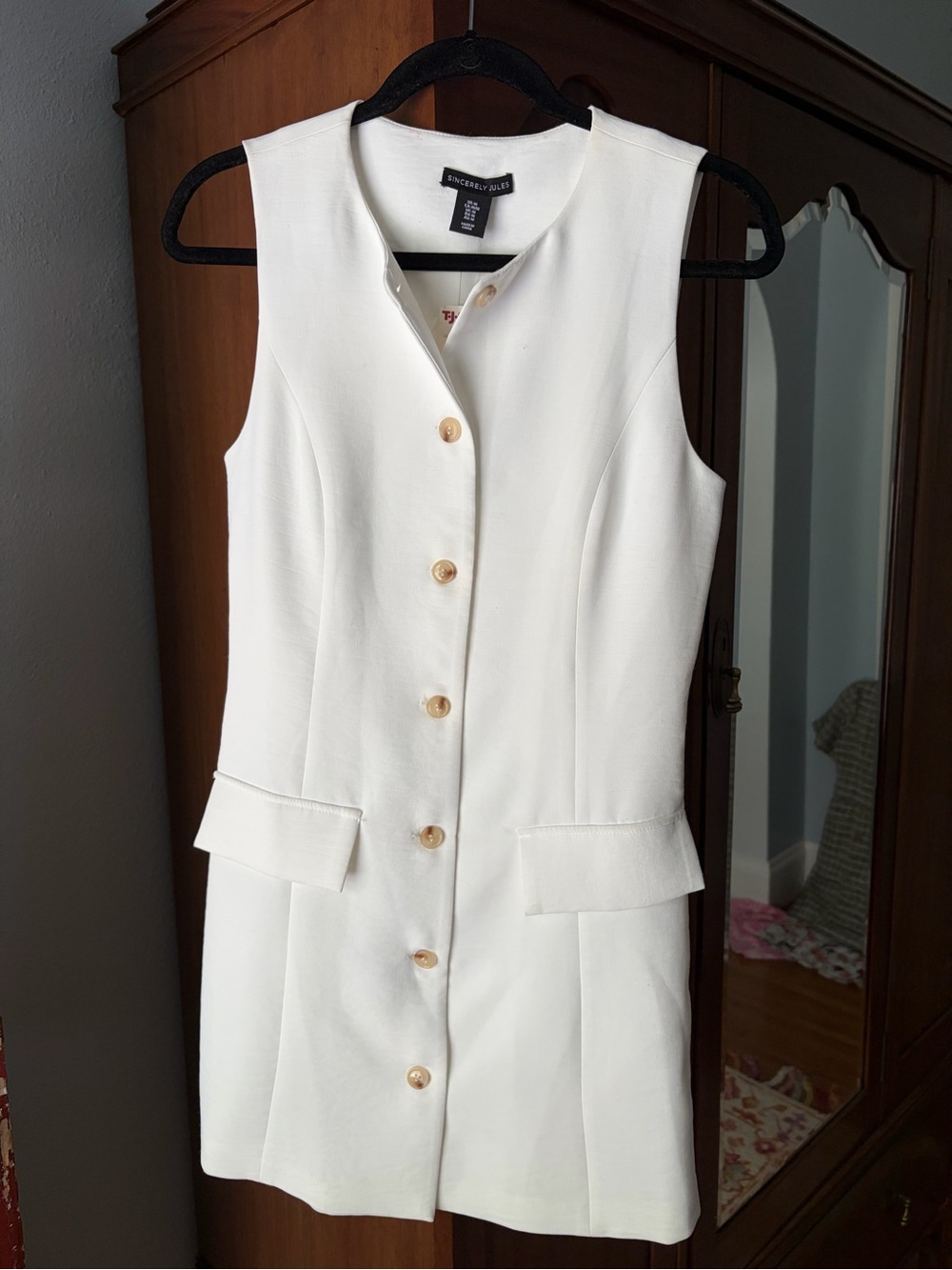 Sincerely Jules White Button-Front Mini Dress